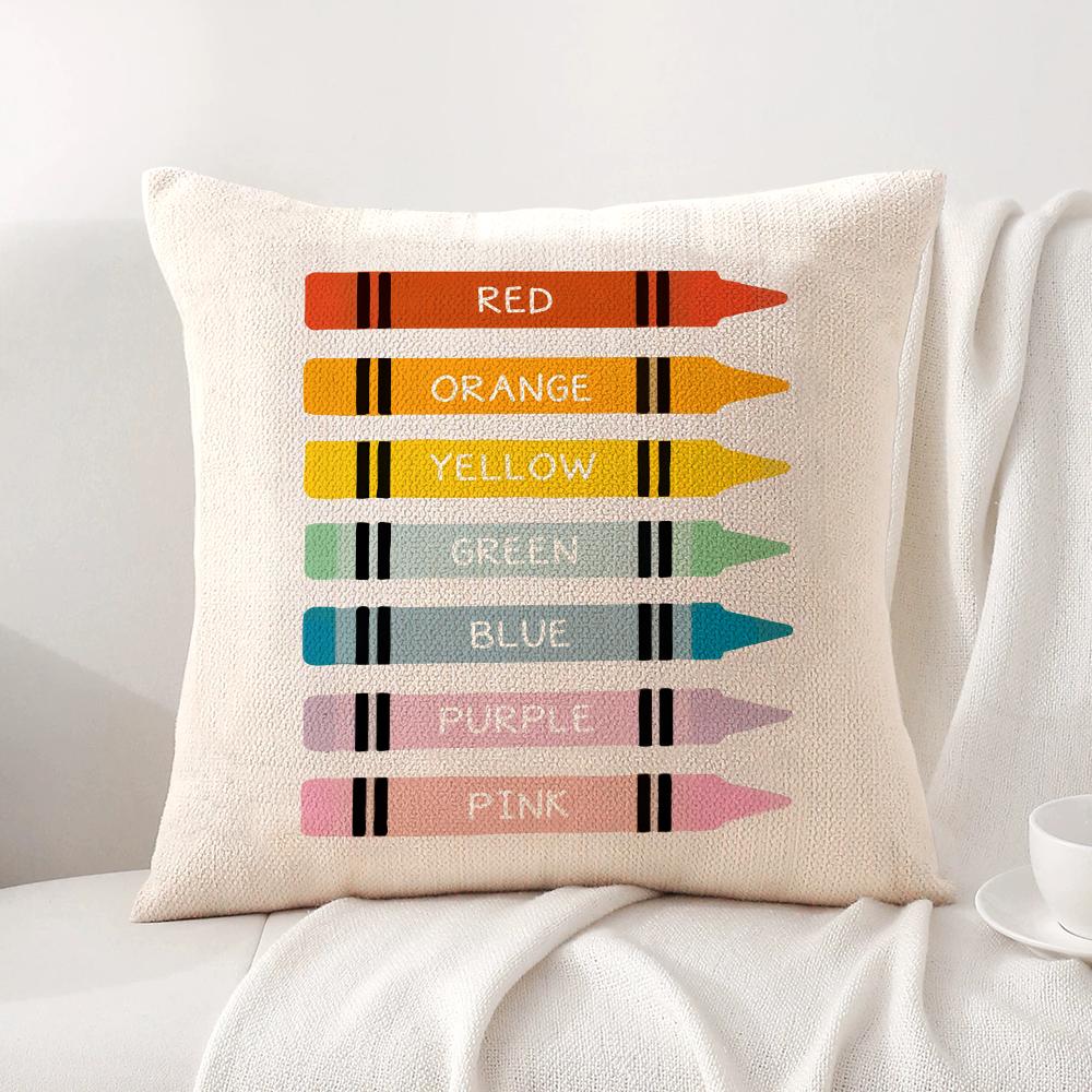 English Education Cushion Cover Natural Linen Organic Fabric DoubleSided Printing Sofa Home Decor Breathable Bed Pillow