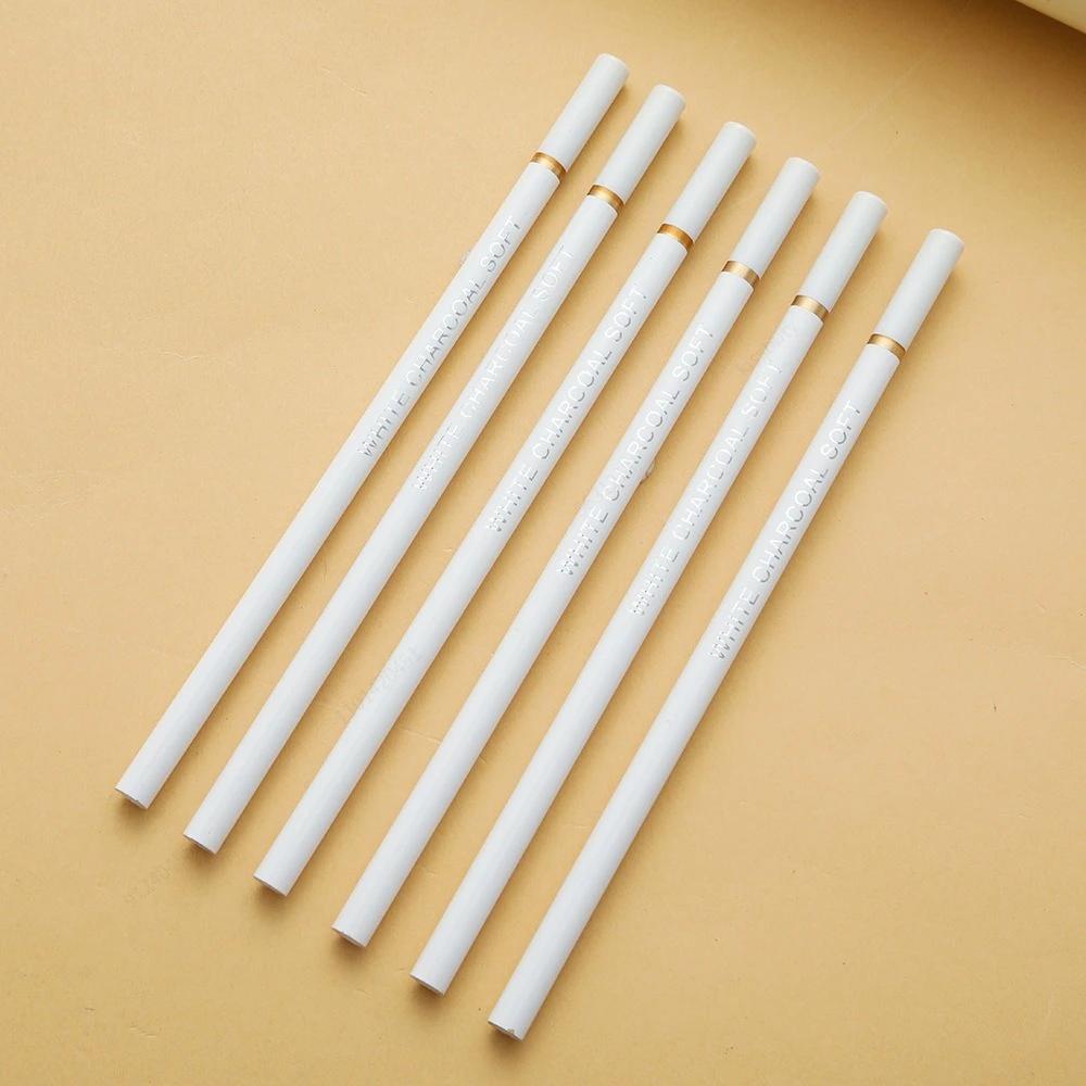 6 Τεμ./σετ Λευκά Μολύβια Καρβουνιού Σετ Σχεδίου Επαγγελματικά Λευκά Μολύβια Σκίτσου για Σχέδιο Σκίτσο Μολύβια Κιμωλίας για Αρχάριους