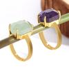 Natural Stone Ring for Men Faceted Crystal Healing Tiger Eye Amethysts Luxury Gold Color Ring Jewelry Accessorise H544