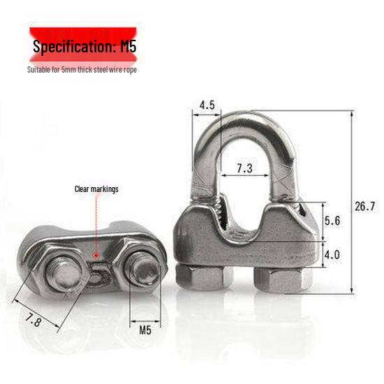 304 Stainless Steel Wire Rope Thimble, U-Bolt Clamp & Clip Set