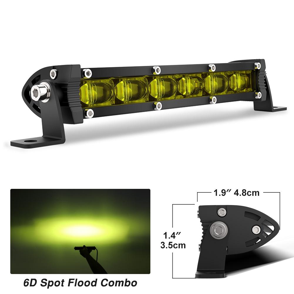 8inch LED Light Bar Floodlight Yellow Beam Ultra Strip LED Bar Work Light  Driving Fog Lamp for 4x4 Offroad Motorcycle SUV Truck