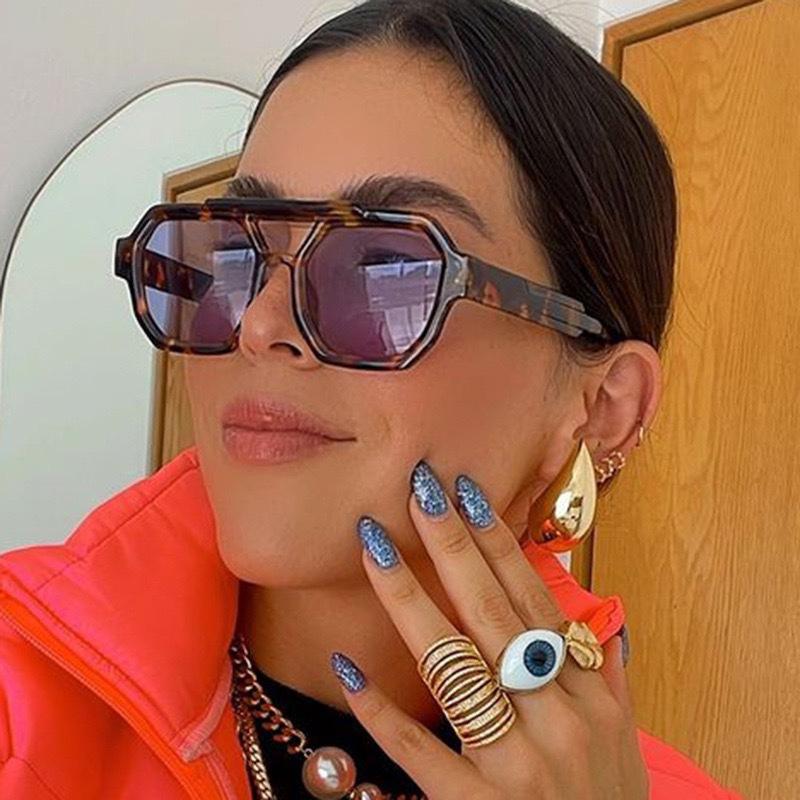 New Style Double Bridge Sunglasses Square Aviator Sunglasses Women Glasses Trend  3011