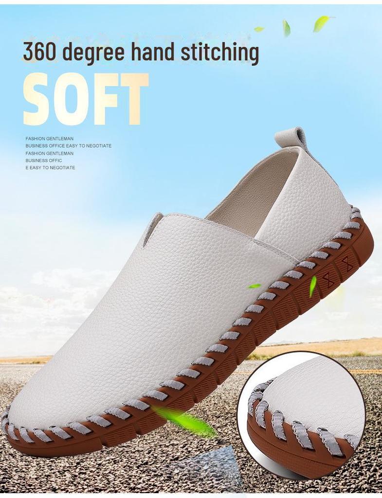 Zapatos Casuales Slip-On de Cuero Sintético de Punta Redonda para Hombre de Talla Grande