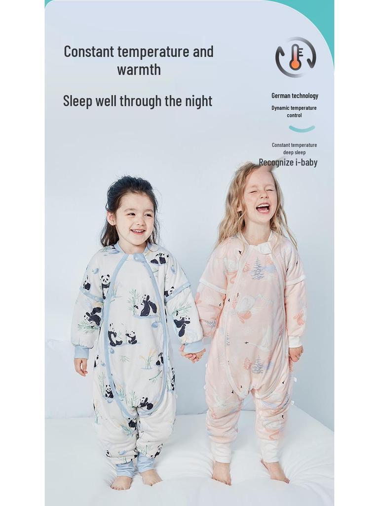 iBaby British Baby Quilted Constant Temperature Split-Leg Sleeping Bag for Autumn and Winter - Anti-Kick Sleepwear for Boys and Girls