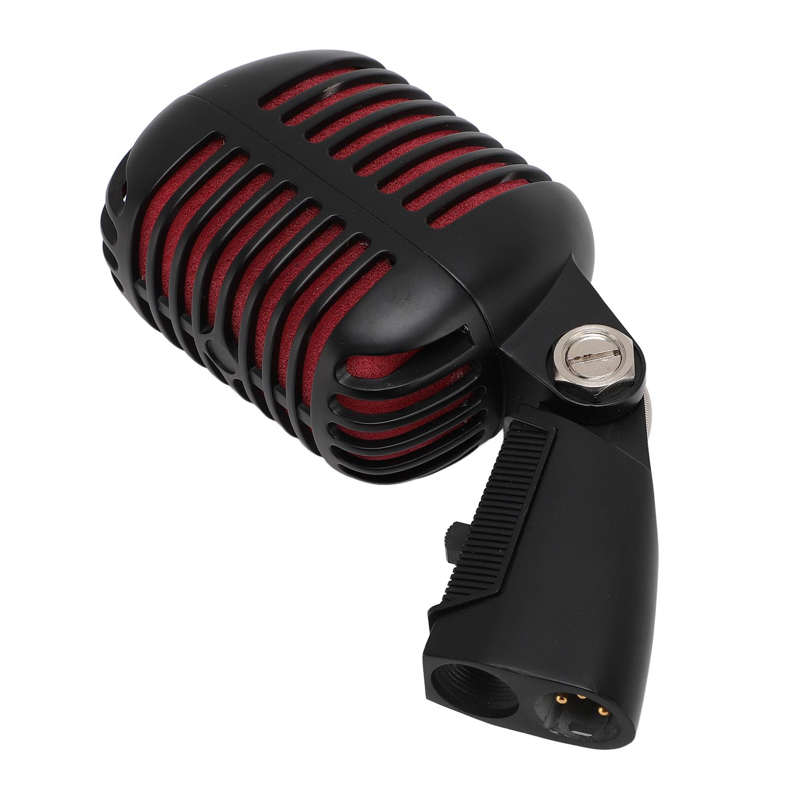 

Винтажный микрофон из цинкового сплава с самозатягивающейся вращающейся стойкой, ретро динамический вокальный микрофон для KTV чёрный