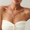 Copper Y-shaped Cherry Necklace Gold Women Long Necklace Creative Clavicle Chain  Girls