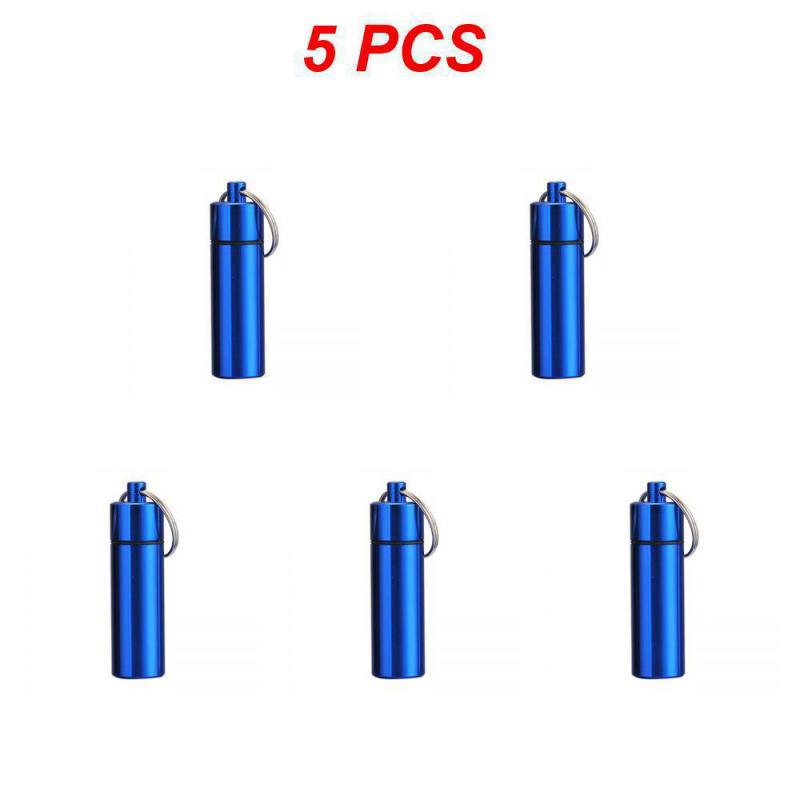 1 ~ 10PCS Aluminium Legierung Tragbare Pille Box Fall Wasserdicht Keychain Hängen Kapsel Flasche Container Reise Notfall