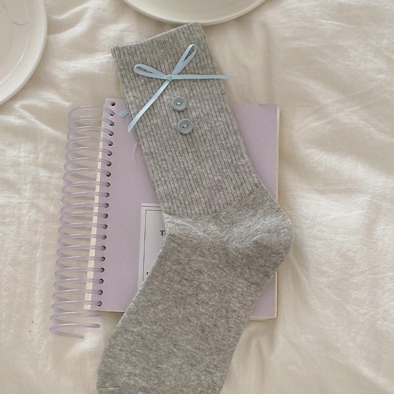 

Носки, Женские Бархатные Пуговицы, Махровые Носки, Пуговицы, Банты, Ленты, Носки до середины икры, Милые Хлопковые Носки в Балетном Стиле 1 pair серый