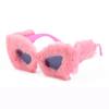 60300 Superhot Eyewear 2022 New Fashion Trendy Soft Fur Velvet Party Sunglasses Women Cat Eye Cute Ladies Sun Glasses