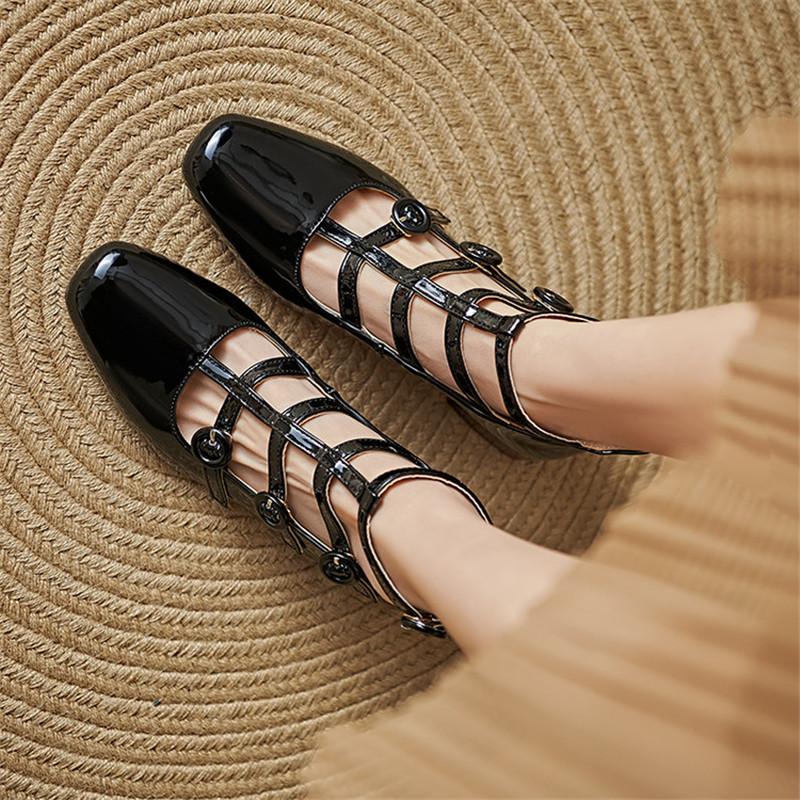 Fashion New Spring/summer PU Leather Mary Jane Dance Shoes for Women Fashion Gladiator Shoes Women Chunky Heels Square Toe Women Pumps