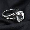 20.00 Carat White Sapphire Silver Ring Size 8.5 Square Shape Best Ring Gemstone AR-.3133-Sa
