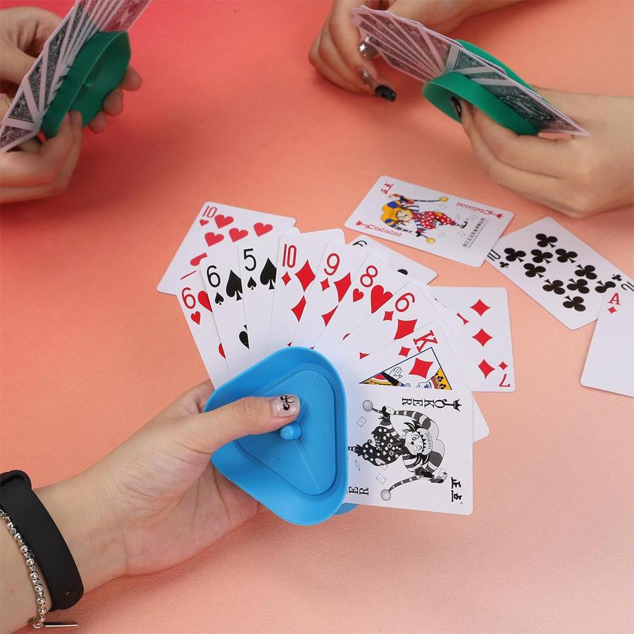 4/6-pack Playing Card Clips with a Grooved Handle for a Comfortable Grip. Suitable for Adults, Seniors, and Children.