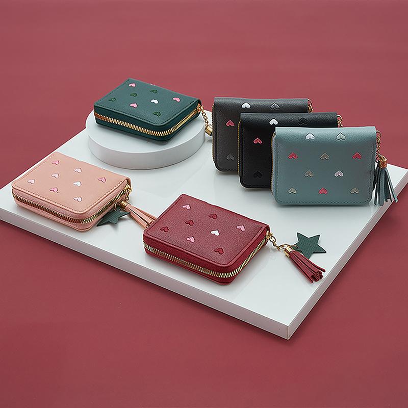 Women Wallet Ladies Mini Small Short Tassel Wallet Cute Girl Zipper Pu Leather Coin Purse Female Hand Wallet Purse