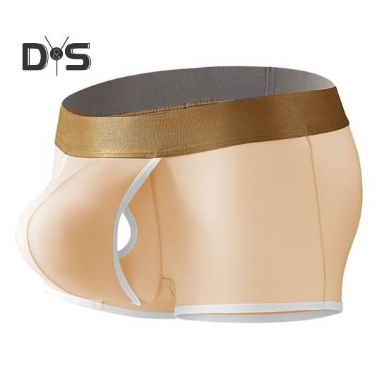 Men Boxer Underwear Mid-rise Elastic Waist U-Convex Shorts Briefs Solid Color Breathable Smooth Lines Quick Drying Panties