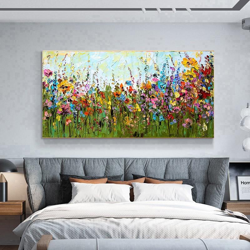 Pintura de flores de paisaje de viento, decoración de arte de la pared, decoración minimalista nórdica, póster, imagen, pintura para decoración del hogar y sala de estar