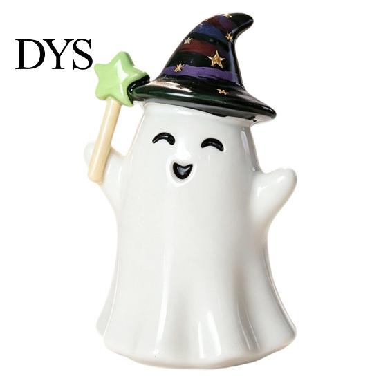Halloween Ghost Decor Resin Figurine, Creepy Witch Hat Statue, Table Pumpkin Reading Ornament for Holiday Party Decoration