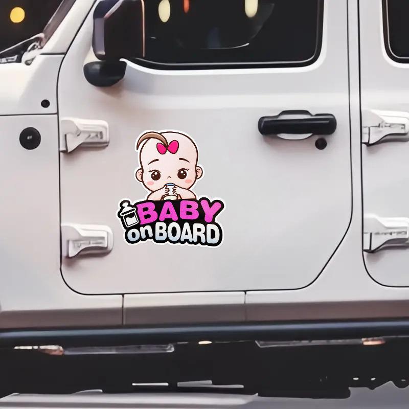 Cute Girl Baby on Board Car Sticker Cartoon Design Waterproof PVC Decal Vehicle Safety Warning Sign for Car Window