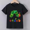 Green Cute Funny Caterpillar Print Tshirts Summer Girls Boys Casual Fashion Tops Kids Crew Neck Short Sleeve Tees