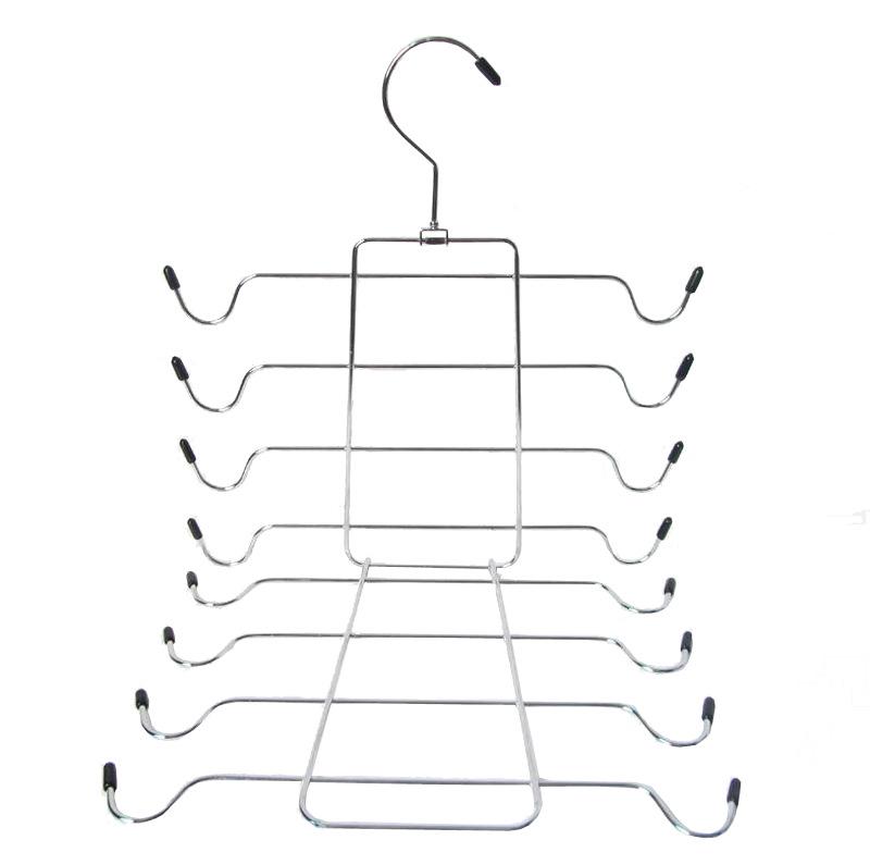 Multifunctional 6-Tier Pants Hanger with 8 Hooks & 10 Clips for Hats, Belts, and Underwear Storage