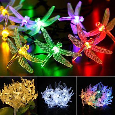 ბატარეით მომუშავე Dragonfly String Lights 20 LED წყალგაუმტარი განათება ბაღის დეკორი