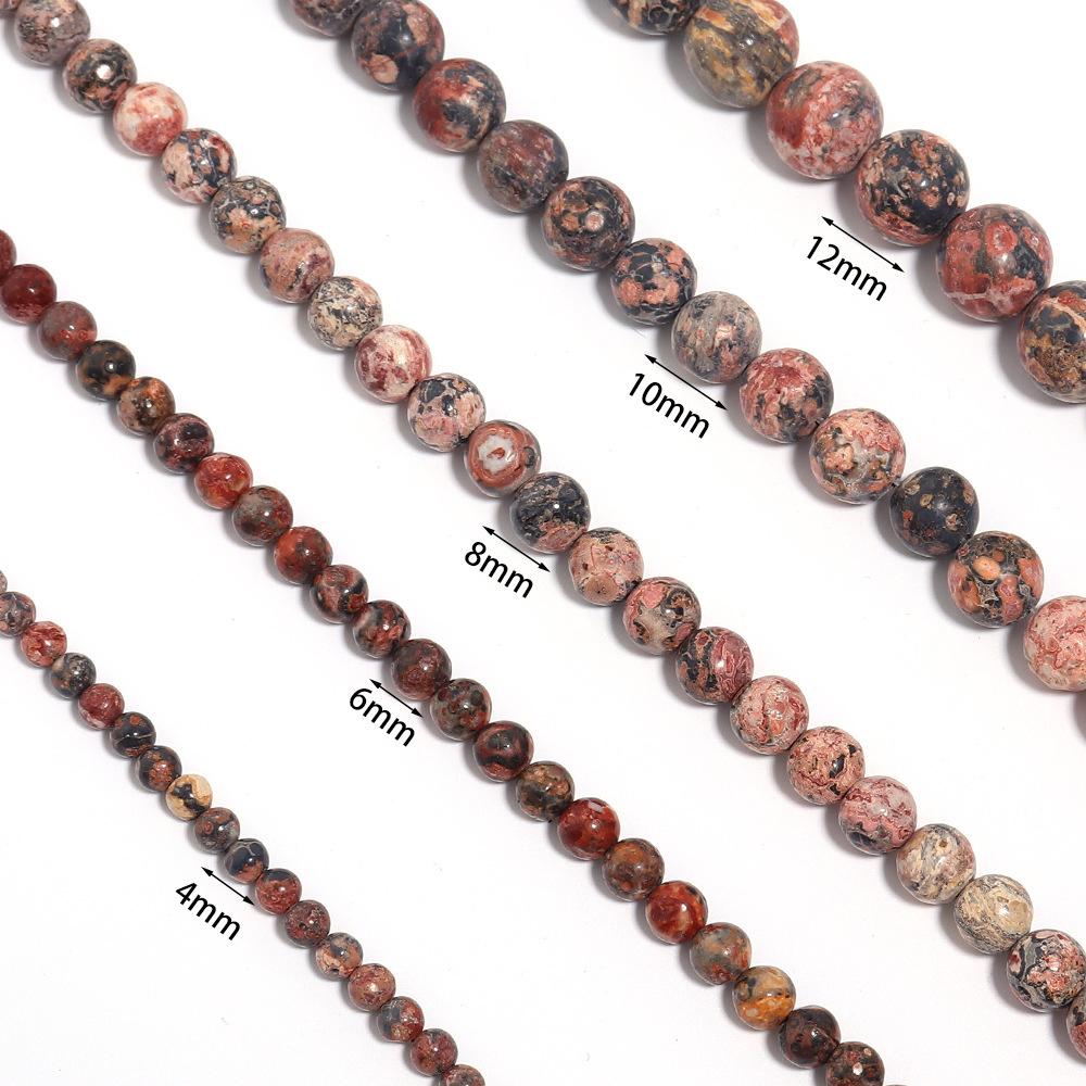 Leopard Skin Jasperss Stone Round Beads 15" Strand 4 6 8 10 12 MM Charm Beads for Jewelry Making Charm Bracelet Gift
