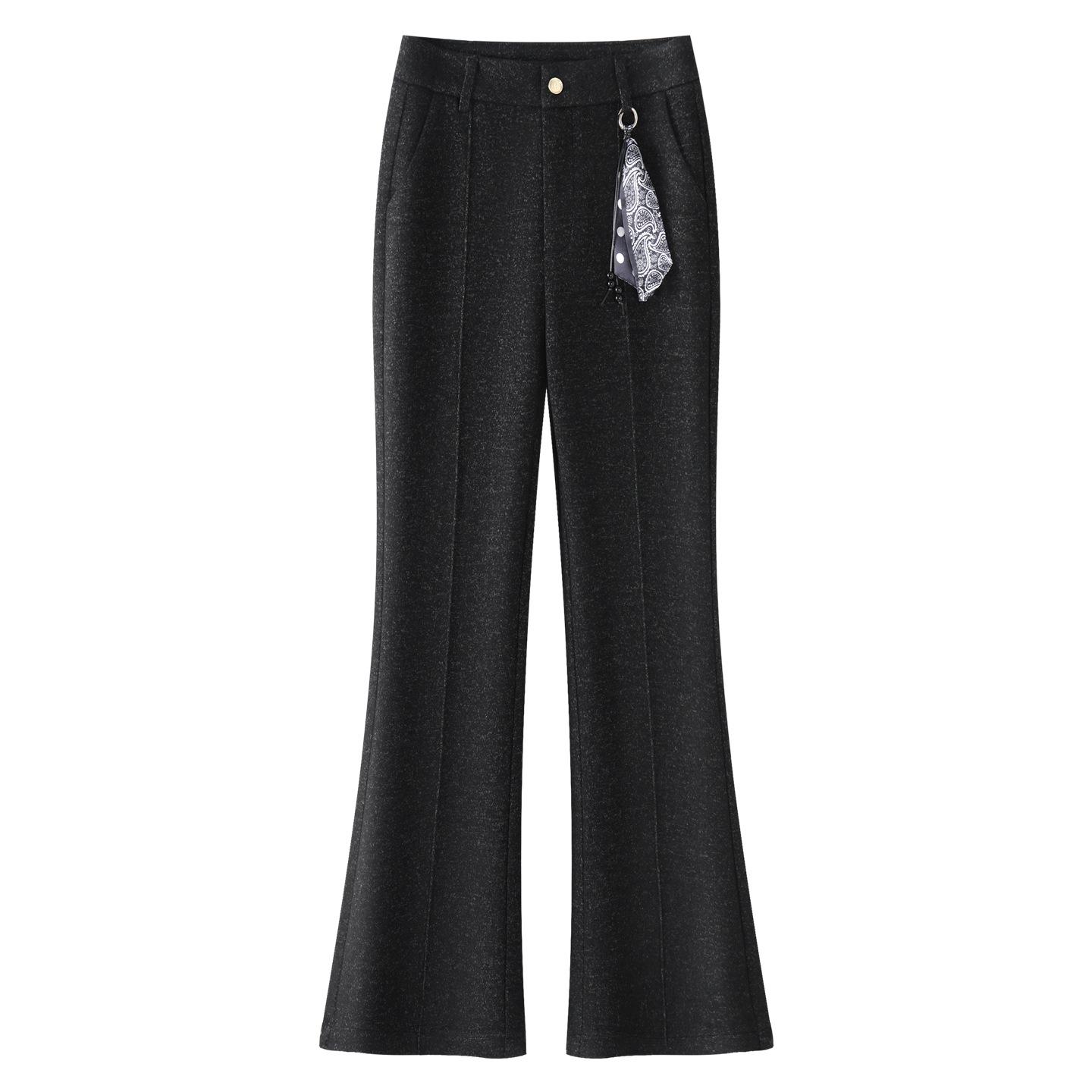 

Women s High-Waisted Wool Micro-Flare Pants (2025) - Slimming, Thickened, Casual Style 3XL чорний