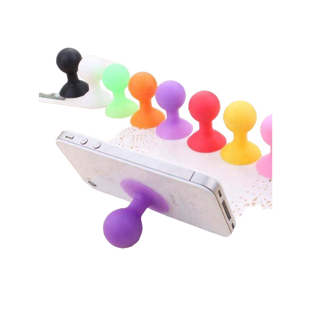 Silicone phone holder with suction cup and round head, red