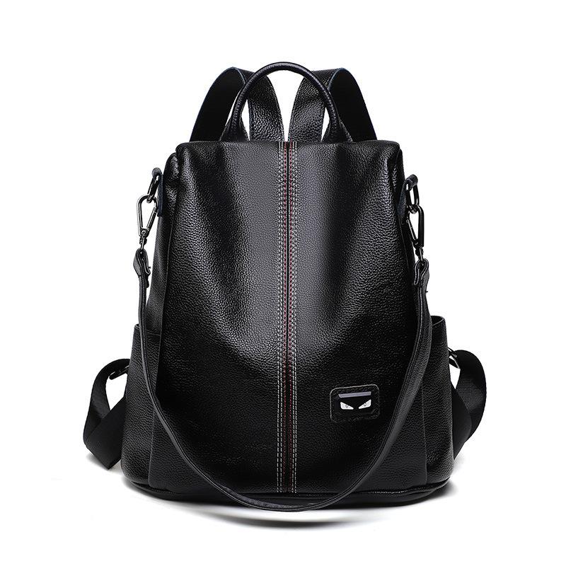 Lychee Pattern Soft Leather Trend Spring and Summer New Anti heft Backpack  Schoolbag  Multi purpose Travel Bag  Fashionable Backpack for Women