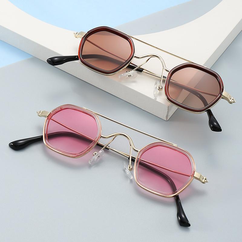 New Women Metal Polygon Sunglasses Vintage Women'S Brand Designer Sun Glasses Uv Protection Men Driving Eyewear Uv400 Goggles
