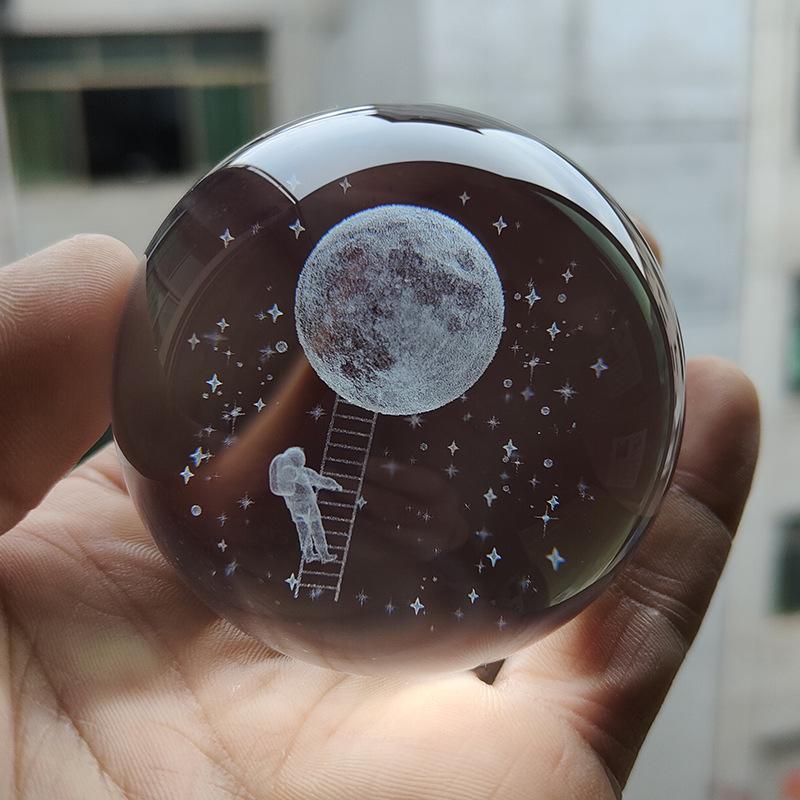 "40 Crystal Ball Ornaments: Rainy Day Clouds, Sun, Galaxy Design - Laser Engraved Cube for Home Decor and Gifts"