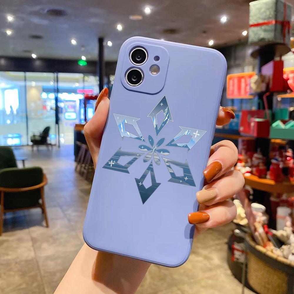 

Genshin impact Logo Роскошный квадратный жидкий силиконовый чехол для телефона iPhone 14 11 12 13 Pro Max Mini X XS XR 7 8 Plus SE2 DIY Cover iPhone 11