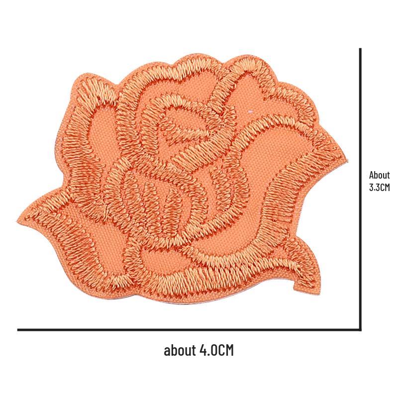 Self-Adhesive Small Embroidered Rose Patch - Fabric Jacket Label & Journal Decoration