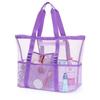 Netz-Strandtasche mit Reißverschluss, großes Fassungsvermögen, Strandtasche, faltbares Design, wasserdicht, sanddicht, Pooltasche mit Fächern