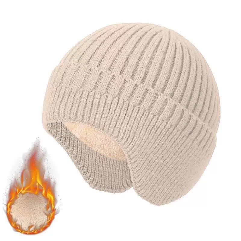 Winter wool hat men's ear protection hat fleece thickened outdoor warm windproof cold knitted hat