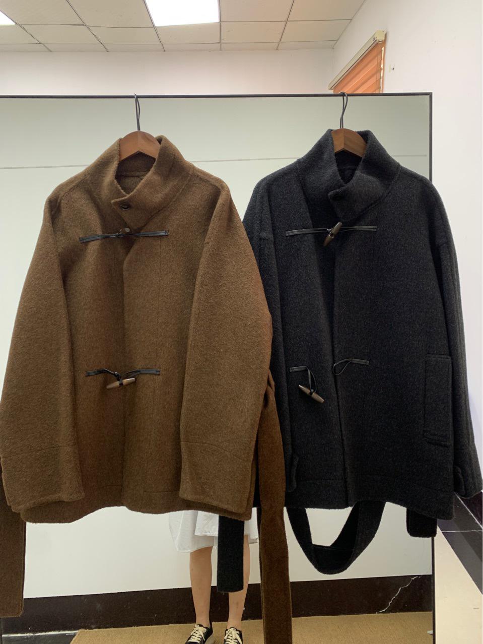 

Lem*25 Winter Woolen Petite Women s Toggle Coat - Kim Min-hee Style Small (90-120 jin) зелений/кавовий