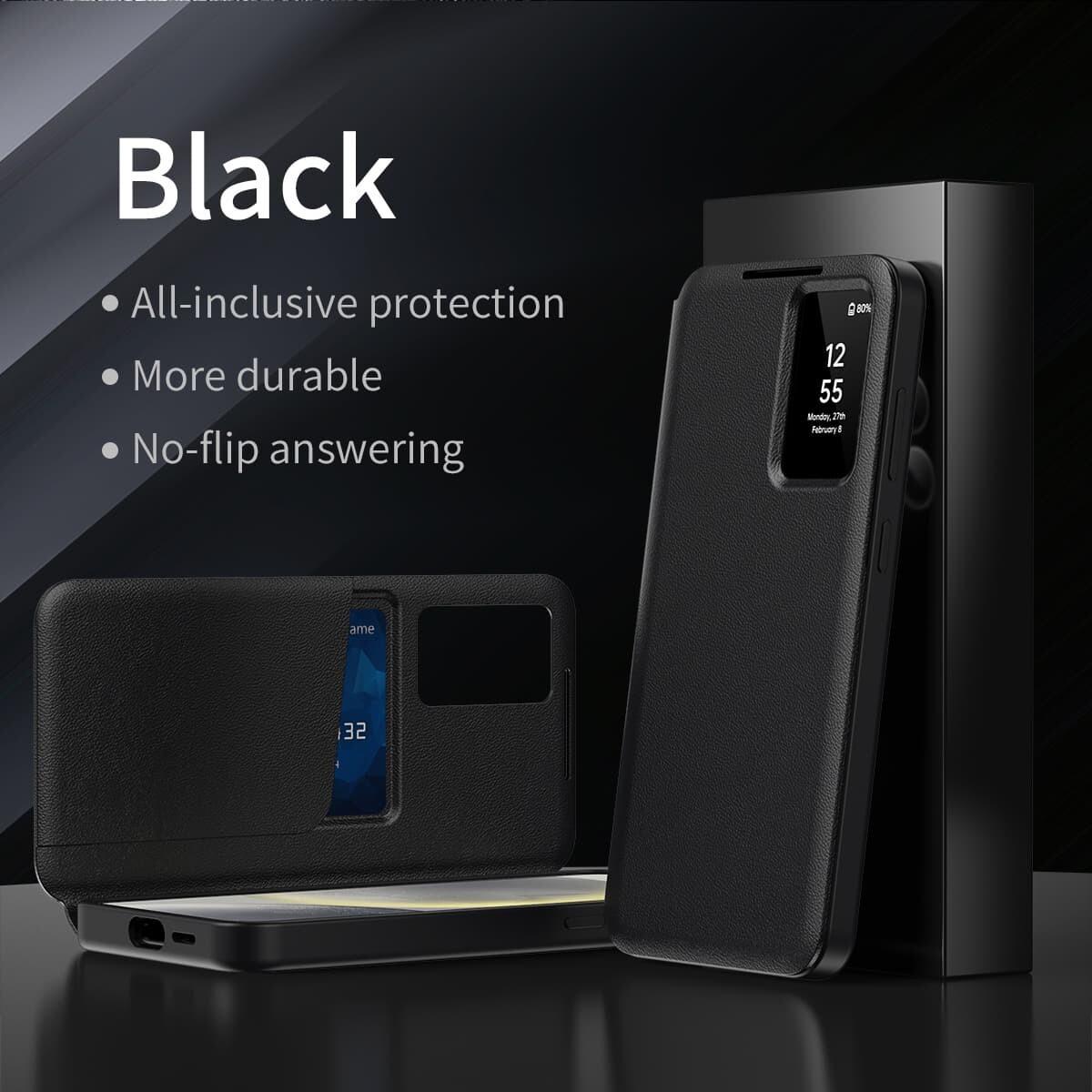 

Flip Leather Case for Samsung Galaxy A55 A56 A16 A17 A26 5G Smart Display LED View Windows & Wallet Card Holder Phone Bumpers Cover Galaxy A26 5G чёрный