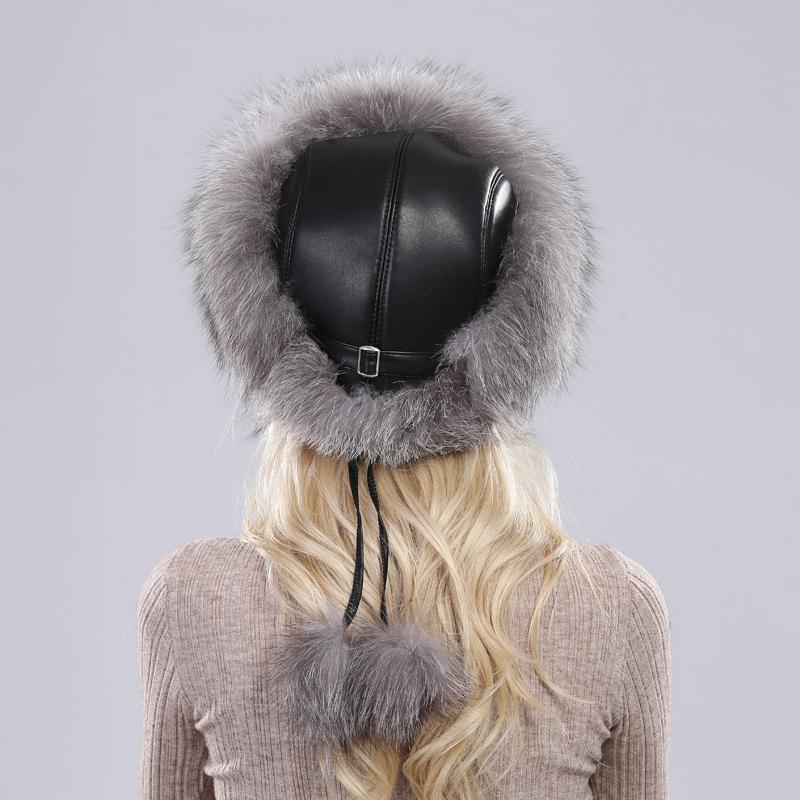 100% Natural real fox fur hat Women cap Thick fur cap Winter warm hat Female fashion for women hat with earmuffs hat