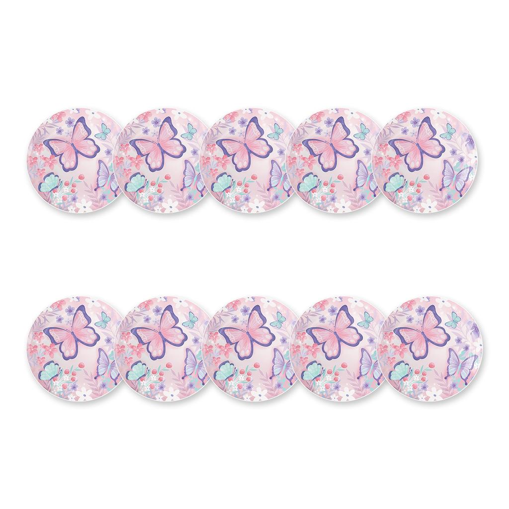 1Set Birthday Party Essential Set Butterfly Theme with Invitation Cards 10in 9in Plates Napkins Paper Cups Optional