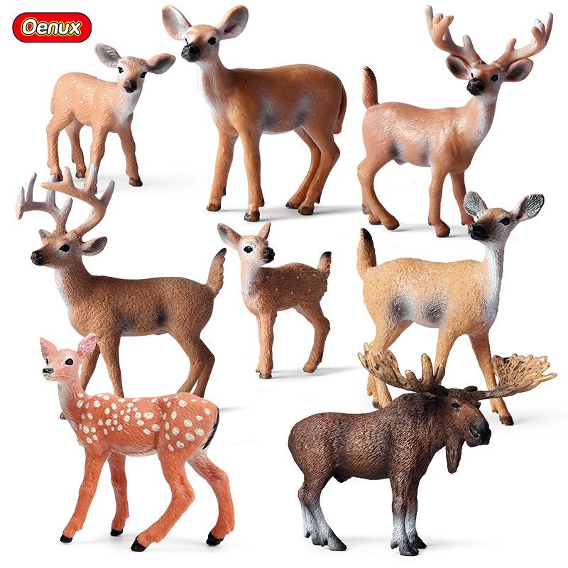 Miniatur-Dschungeltier-Simulationsspielzeug-Set: Reh, Fuchs, Eichhörnchen, Elch, Waschbär, Schwein, Kaninchen