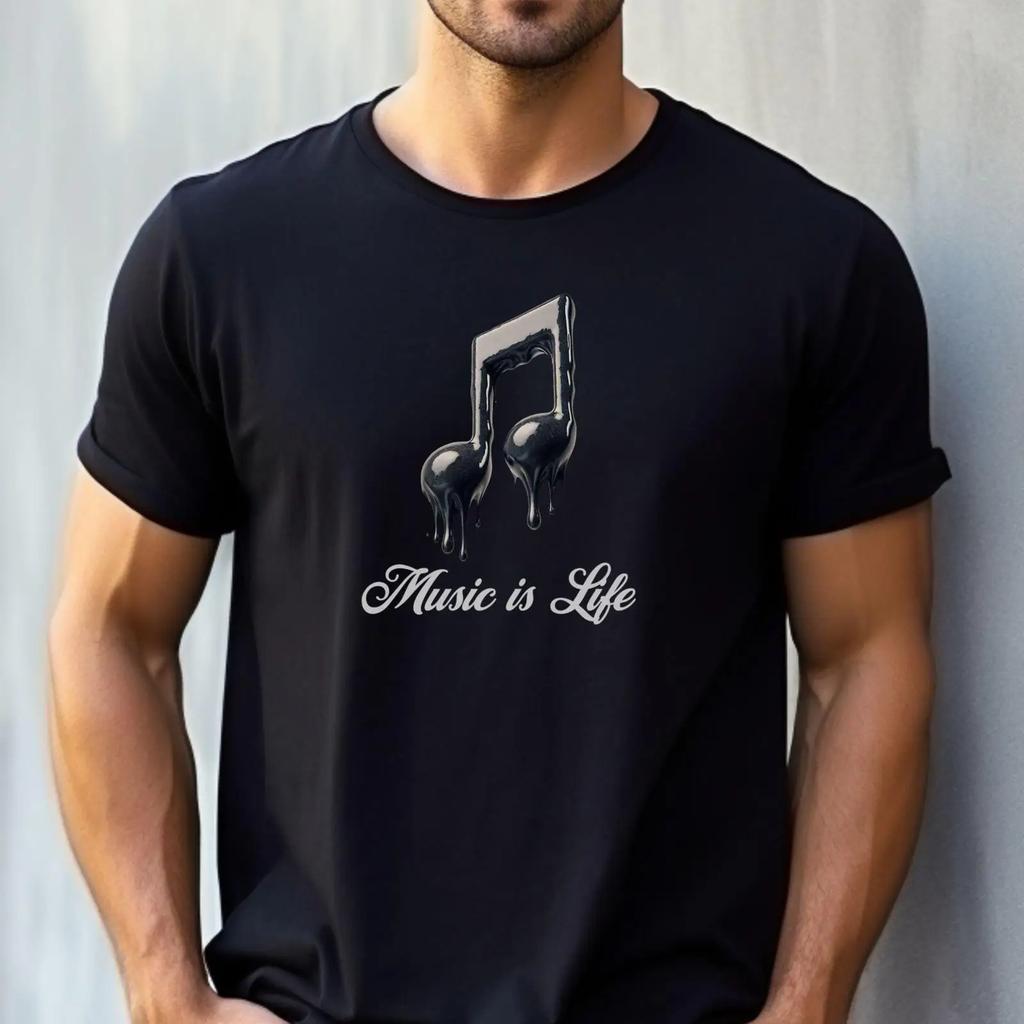 Music Lover T Shirt For Musician Vintage Stylish Soft Top For Everyday Wear Slightly Breathable Stretched Homme Fashion
