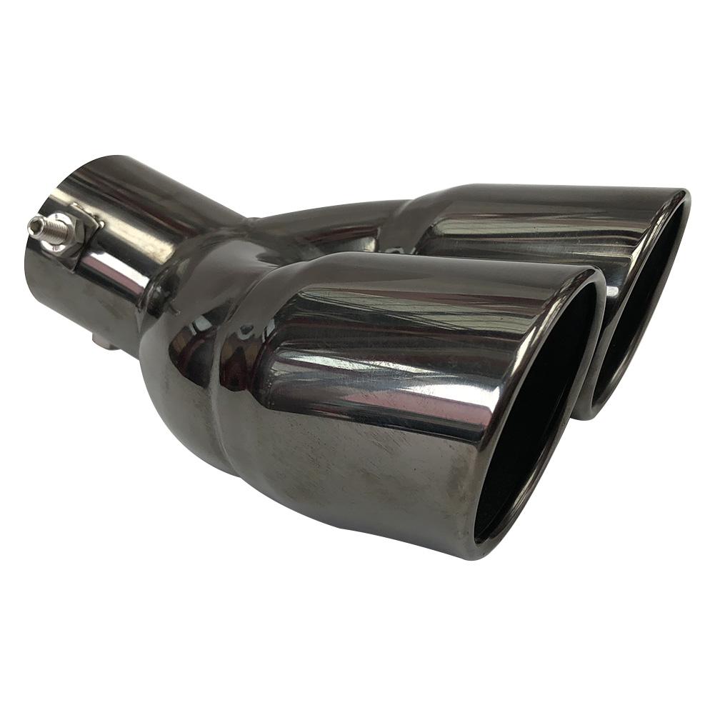 Car Bent Dual Exhaust Tip Bolt-on Slant Cut Tailpipe Muffler Tip Black Titanium 63mm