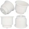 White Plastic Cup Drink Holder Insert with Drain for Boat Car Marine Rv, 4PCS