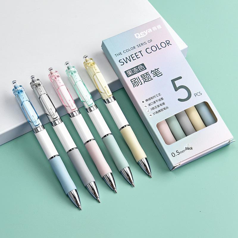 

Morandi High-Value Press-Button Brush & Neutral Pen - Colorful Exam Signature Stationery 0.5mm