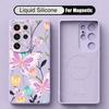 Luxury Butterfly Print Case For Samsung Galaxy S26 S25 Ultra S24 Plus S23 S22 Ultra Magnetic For Magsafe Liquid Silicone Cover