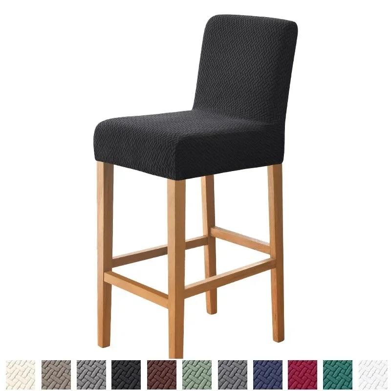 

Жаккардовый чехол для барного стула с короткой спинкой, чехлы для сидений барного стула, чехлы для отелей, банкетов, столовых, чехол для стула небольшого размера, сплошной цвет