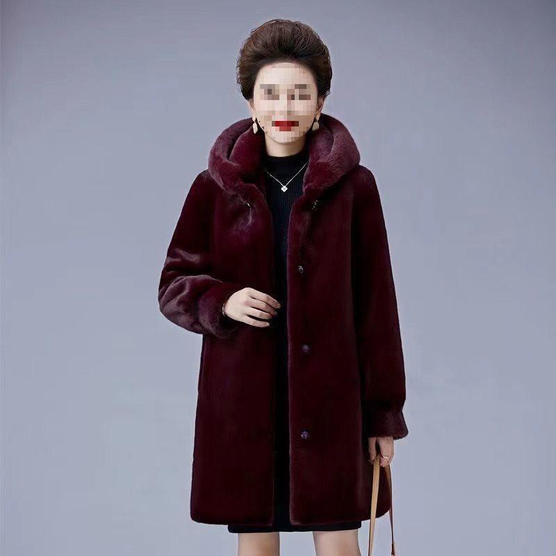 

Imitation mink coat women s medium and long winter thickened imitation mink fur imitation coat imitation mink velvet 6xl recommended 80-85kg бордовий