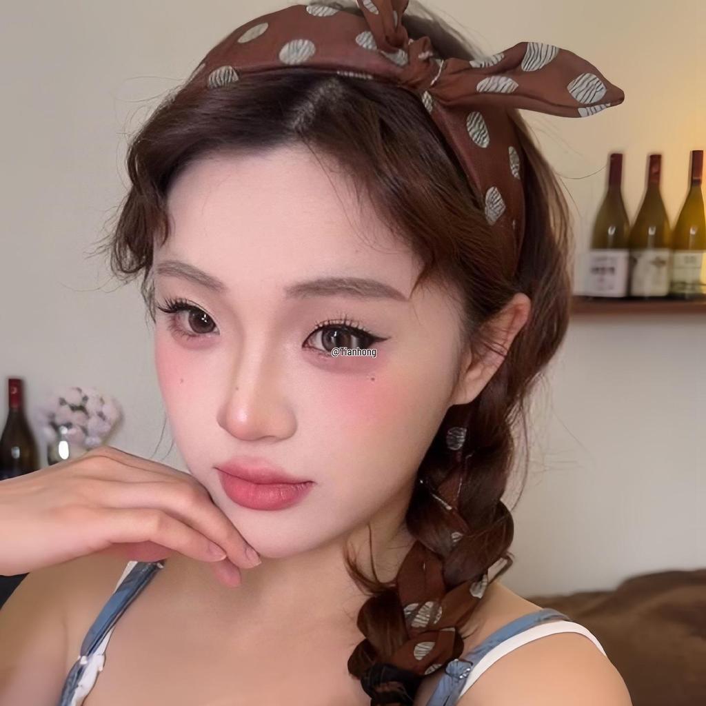 2025 Retro Polka Dot Rabbit Ear Bow Headband: Luxurious Wide Band Ribbon Hairpin for Women