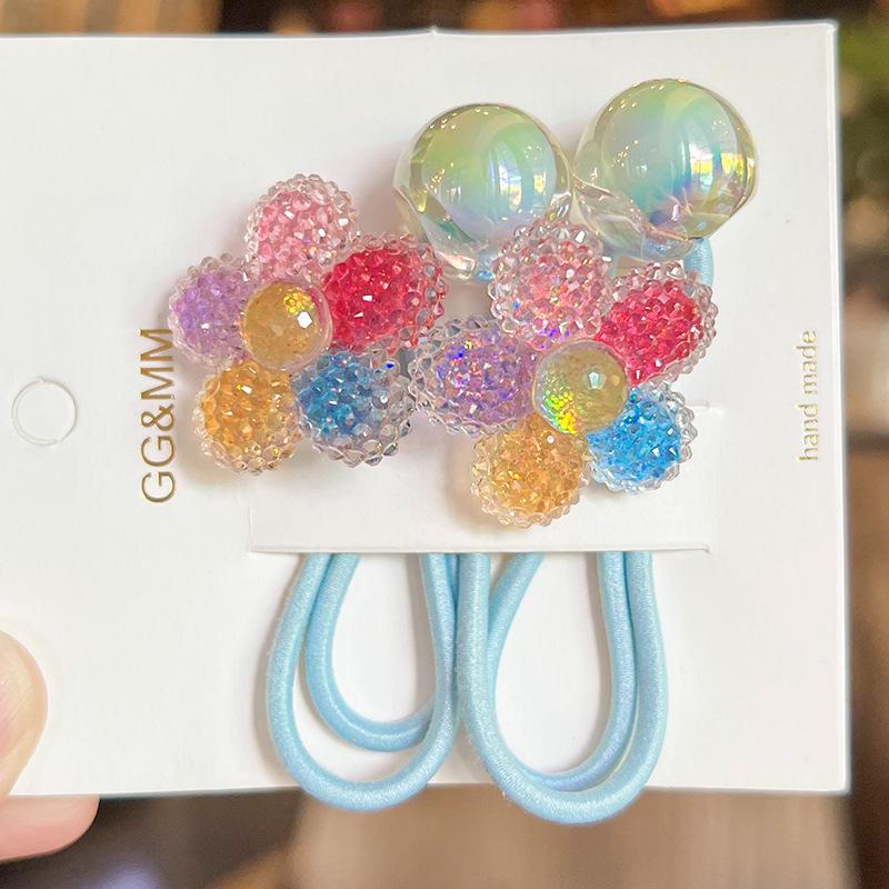 2 Stück/Set Kinder Cartoon Hase Elastische Haargummis Glitzer Blume Haargummi für Mädchen Niedliches Haarband Kinder Haaraccessoire
