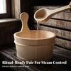 Wooden Sauna Pail Natural Wood and Ladle Set Long-Lasting