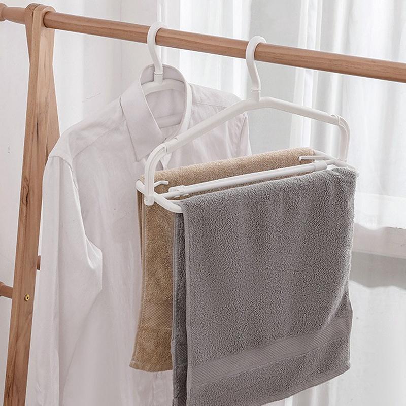 Plastic Clothes Hanger With Clip Space Saving Scalable T-Shirt Dress Coat Towel Hanger Accessories For Home Closet Balcony